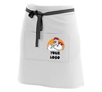 Ferocity Tablier Court avec Poches, Demi-Tabliers, Restaurant Bistro avec votre nom/logo d'entreprise personnalisé, Tablier de cuisine, Blanc avec Logo Coloré [106]