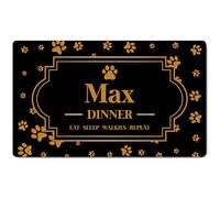 Ferocity Tapis pour gamelles personnalisé avec nom | pour Chiens et Chats | Taille 45 x 75 cm | sous-Couche en Caoutchouc de 4 mm | Motif pour Animaux de Compagnie | Couleur Golden Paws [140]