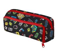 Ferocity Trousse Scolaire pour Les Garçons 3 Compartiments Sac a Crayon Trousse de Toilette Trousse Plumier Organisateur avec Poches en Filet et Bandes élastiques Football Joueur [152]