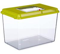 Ferplast Ferplast Aquarium en plastique GEO MAXI Bac 21 L Conteneur pour petits animaux, aquarium, terrarium, insectes, bac à tortues, plastique robuste, grilles de ventilation, 41,3 x 26 x h 29,8 cm Vert Vert acide Vert acide