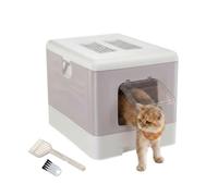 Ferplast Bac à litière fermé pour Chat avec tiroir Amovible, Double Filtre à Charbon Actif, Pelle et Brosse, Grille de Nettoyage des Pattes, L 39 x P 52 x H 40 cm, Rose