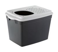 Ferplast Bac à Litière pour Chat, Toilettes Couvertes pour Chat, avec Entrée Supérieure, Couvercle Perforé, 38,8 x 57,5 xh 39 cm, Grand Bac à Litière pour Chat JUMPY, Noir