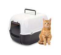 FERPLAST - Bac à litière pour chat - Porte battante - Filtre à charbon actif pour neutraliser les odeurs - Litiere pour Chat - Maison de Toilette pour Chat, 39,5 X 52,5 xh 38 CM - Prima NOIR