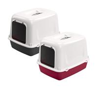 Ferplast Bac Litiere pour Chat, Maison de Toilette pour Chat, 2 filtres à Charbon Actif Anti-Odeur Inclus, 36 x 47 x h 35 cm, Clear Cat 10 Bac à litière pour Animaux, différentes Couleurs