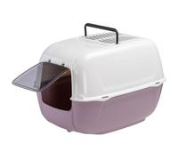 Maison de Toilette pour Chats Prima Litière pour Chats Fermée, Toilette pour Chats, Plastique Résistant, Grand Bac, Inclus 2 Filtres à Charbon Actif, 52,5 X 39,5 X H 38 cm Bordeaux