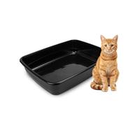 Ferplast Bac Litiere pour Chat, Maison de Toilette pour Chat, Litière avec Bords Hauts, 49,5 x 64,5 x H 14,5 cm, Noir