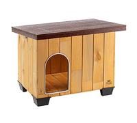 Ferplast Niche Chien Exterieur, Maison Chien, Niche Petit Chien, ieds isolants, Pieds isolants, Porte avec anti-morsures en aluminium, 67 x 53 x h 55,5 cm, BAITA 60 Niche Chien Bois