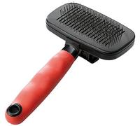 Ferplast Brosse Carde Autonettoyante pour Chiens - Poils Mi-longs à Longs - Système Push Élimine Poils - Picots Inclinés & Têtes Arrondies en Acier Inoxydable - Poignée Ergonomique - Taille M, Rouge