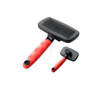 Ferplast Brosse Carde Autonettoyante pour Chiens - Poils Mi-longs à Longs - Système Push Élimine Poils - Picots Inclinés & Têtes Arrondies en Acier Inoxydable - Poignée Ergonomique - Taille L, Rouge