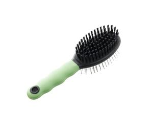 Ferplast Brosse Double pour Chats - Poils Courts, Mi-longs & Longs - Carde avec Têtes Arrondies en Acier Inoxydable - Poils Souples - Poignée Ergonomique Souple - Taille S, Vert