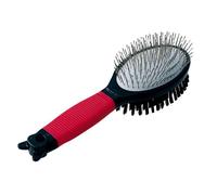 Ferplast Brosse Double pour Chiens - Poils Courts, Mi-longs & Longs - Carde avec Têtes Arrondies en Acier Inoxydable - Brosse à Poils Souples - Poignée Ergonomique Souple - Taille M, Rouge