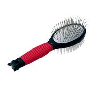 Ferplast Brosse Double pour Chiens - Poils Courts, Mi-longs & Longs - Poils Souples - Carde avec Têtes Arrondies en Acier Inoxydable - Poignée Ergonomique Souple - Taille S, Rouge