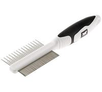 Double Peigne en Acier Chromé GRO 5755 PREMIUM, Ergonomique pour Chiens à Poils Moyens et Longs