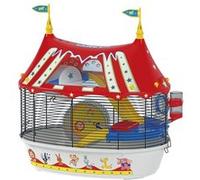 Ferplast Cage à 3 étages pour hamsters CIRCUS FUN, souris, petits rongeurs, plastique robuste et métal, ashésifs colorés et accessoires inclus, 49,5 x 34 x h 42,5 Noir G
