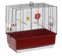 Ferplast Cage rectangulaire pour Oiseaux Exotiques et canaris Rekord 3, livrée avec Accessoires et mangeoire tournante, métal Robuste Vernis Blanche et bac en Plastique Rouge, 49 x 30 x h 48,5 cm