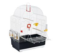 Ferplast Cage à Oiseaux Ibiza Open Cage pour Oiseaux, Canaris, Pinsons, Perruches Ondulées, Inséparables, en Métal, Accessoires Inclus Mangeoires rotatives Perchoirs, 49,5 x 30 x h 69 cm.