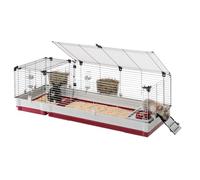 Ferplast Cage pour lapins KROLIK 160, cochons d'inde, clapier, kit de montage, extension séparable grâce aux grilles métalliques. Accessoires inclus, 162 x 60 x h 50 cm Bordeaux Multicolore, Multicolore