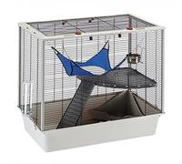 Ferplast Cage Confortable pour fûrets et Rats FURAT, strucutre à Plusieurs Niveaux avec Accessoires Inclus, Angles renforcés, Vernis métal et Plastique Noir, 78 x 48 x h 70 cm.