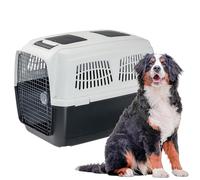 Ferplast Cage de Transport pour Chiens Clipper Plus, IATA, Boite Panier Transport Grand Chien Max 60 Kg, Fermeture sécurisée, Compartiment pour Accessoires, Poignée Amovible, 105 x 75 x h 79 cm
