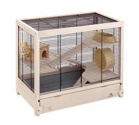 FERPLAST-Cage en bois pin nordique coloris blanc Hamsterville - 60 x 34 x 49 cm
