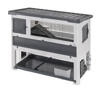 Ferplast Cage Lapin Grand Lodge 140 Plus, Clapier Extérieur 2 Étages, Lapins, Cochons d'Inde, Enclos pour Lapins Animaux Domestiques, avec Maisonnette et Abreuvoir, 134 x 73 x h 117 cm