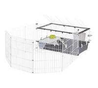 Ferplast Cage Lapin PARKHOME 100, Cochon d'Inde, avec Enclos pour Lapins Domestiques, Niche et Abreuvoir, 95 x 177,5 x h 56 cm, en Plastique avec Toit Ouvrant