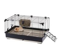 Ferplast Cage Lapin Tommy 80, Lapins, Cochon d'Inde, Cobaye, Animaux, Clapier avec Grille et Abreuvoir Lapin, 82 x 51 x h 44 cm, Toit Ouvrant, en Métal Peint et Plastique