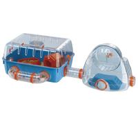 Ferplast Cage pour Hamsters Combi 2, Habitat pour Petits rongeurs, Plastique Robuste, Toit avec Grille Qui s'ouvre, Tunnel et Module de Jeux, Accessoires Inclus, 79,5 x 29,5 x h 26,3 cm Bleu