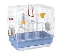 Ferplast Cage Rectangulaire pour Petits Oiseaux Exotiques et Canaris Rekord 2 Petite Cage pour Oiseaux Équipée D'Accessoires et de Mangeoires Tournantes Bleu, 39 X 25 X H 41 cm