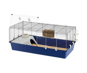 FERPLAST Cage Rongeur Rabbit 120 pour Lapins, Cochons d'Inde, en Métal, Accessoires Inclus : Mangeoire, Abreuvoir, Maison, Gamelle. 118x58.5xh49.5cm