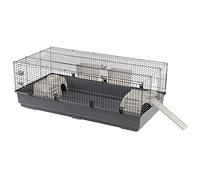 FERPLAST Cage Rongeurs Rabbit 140 Cage Lapins, Cochons d'Inde, Cochons d'Inde, Accessoires Inclus : Mangeoires, Abreuvoirs, Abreuvoirs, Maisonnettes, Rampe d'accès par l'extérieur. 140x71xh51cm