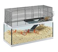 Ferplast Cages pour Gerbilles Gabry 80 Petits Rongeurs, Structure à 2 Étages, Accessoires Inclus, Cuve en Verre et Grillage en Métal Vernis Noir, 79 X 30,5 X H 51,4 cm