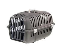 Ferplast Caisse de Transport Chat, Cage de Transport pour Chiens Petits et Chats jusqu'à 8 Kg, Porte Transparente Antichoc, Fentes d'aération, 37 x 57 x h 33 cm, Boite Panier Transport JET 20, Gris