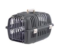 Ferplast Caisse de Transport Chat, Panier Transport pour Chiens Petits jusqu'à 5 Kg, Porte Transparente Antichoc, Fentes d'aération, 32 x 47 x h 29 cm, Gris