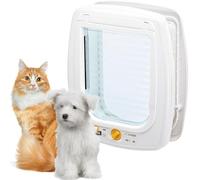Ferplast Chatiere Chats, Porte Petits Chiens et Chats, Entrée et Sortie 4 Voies, Proctection contre les Courants d'air, Indicateur de Dernier Passage, SWING 9 Chatiere pour Chat Chien, Blanc