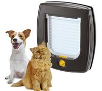 Ferplast Chatiere pour Chat Chien, Porte Chats et Petits Chiens, Installation Universelle, Entrée et Sortie Contrôlables à 4 Voies, Tunnel Partiel, Swing 3, Marron