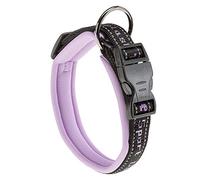 Ferplast Collier Chien SPORT DOG, Collier pour Chien de Taille Grande, Rembourrage Doux, Coutures réfléchissantes, Étiquette pour le nom de l'animal, Reglable, Taille: 2,5 cm (35-45 cm), Violette