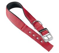 Ferplast Collier pour Chien Grande Taille, en Nylon rembourré, Boucle réglable en métal, Tour de Cou 50-58 cm, Rouge