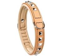 Ferplast Collier pour Chiens GIOTTO LUXOR C25/44, en Cuir Véritable avec Clous Argentés Beige Beige G