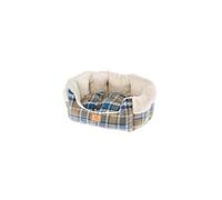 Ferplast couchage pour chiens et chats ETOILE 2, divan pour animaux avec coussin, écossais, fourrure douce et écologique, lavable, 45x46x20, bleu