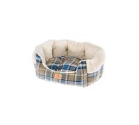 Ferplast couchage pour chiens et chats ETOILE 4, divan pour animaux avec coussin, écossais, fourrure douce et écologique, lavable, 60x50x21, bleu