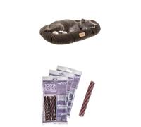 Ferplast Coussin Chiens XXS en Micropolaire Lavable avec Rembourrage Doux, 43 x 30 cm. Gris + Snack Chien Naturel Hygiène Buccale Effet Relaxant Melissa Kit de 3 Paquets 315g Inclus