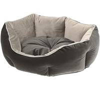 Ferplast Divan pour chats et chiens QUEEN 45 con coussin, couchage rembourré pour animaux, double-face, velours doux, lavable, 44x40x16, gris