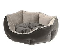 Ferplast Divan pour chats et chiens QUEEN 50 con coussin, couchage rembourré pour animaux, double-face, velours doux, lavable, 50x40x18, gris