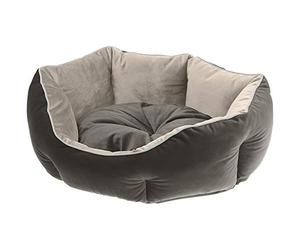 Ferplast Divan pour chats et chiens QUEEN 50 con coussin, couchage rembourré pour animaux, double-face, velours doux, lavable, 50x40x18, gris