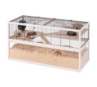 Ferplast Domster 120 Cage pour Hamsters | Grande cage à 3 niveaux pour hamsters et souris avec bac transparent, plateformes et accessoires, 120 x 50 x 66,5 cm