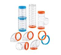 Ferplast Ensemble de Tubes Hamster, Accessoire Cage Hamster, Total 9 pièces, Tunnels pour Hamsters Transparents avec Trous de Ventilation, Courbes et Raccords Inclus, KIT Tube Curve, Jouet Hamsters