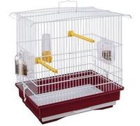 Ferplast Ferplast Cage pour canaris et petits oiseaux exotiques GIUSY Cage rectangulaire pour oiseaux, équipée d'accessoires et mangeoires tournantes, métal robuste vernis Blanc et bac de cage en plas