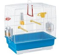 Ferplast Ferplast Cage rectangulaire pour petits oiseaux exotiques et canaris REKORD 2 Petite cage pour oiseaux équipée d'accessoires et de mangeoires tournantes, métal robuste peint Blanc et bac en p