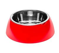 Ferplast Gamelle pour Chien Gamelle pour Chat Jolie - Gamelles pour Eau et Nourriture en Acier Inoxydable avec Support en Plastique, antidérapant, Grande (1,2 L), Rouge